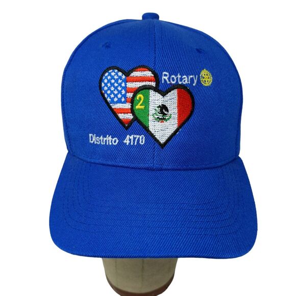 International Rotary Club OS Caps USA Mexico Flag Blue Hat Cap Adjustable - Picture 1 of 10